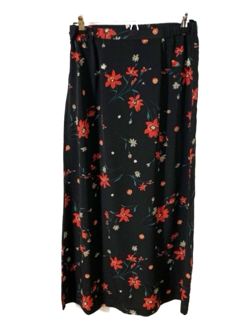 Christopher & Banks Floral Maxi Skirt Side Button Closure with Elastic Pockets